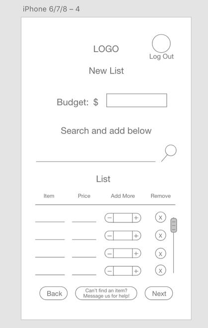 Shopping App Layout Items